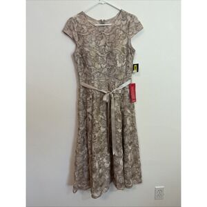 Alex Evenings 8 Dress New Champagne Tan / Pink Hue Sequins Mother of the Bride